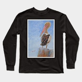 Pelican at the Wharf - Watercolour Long Sleeve T-Shirt